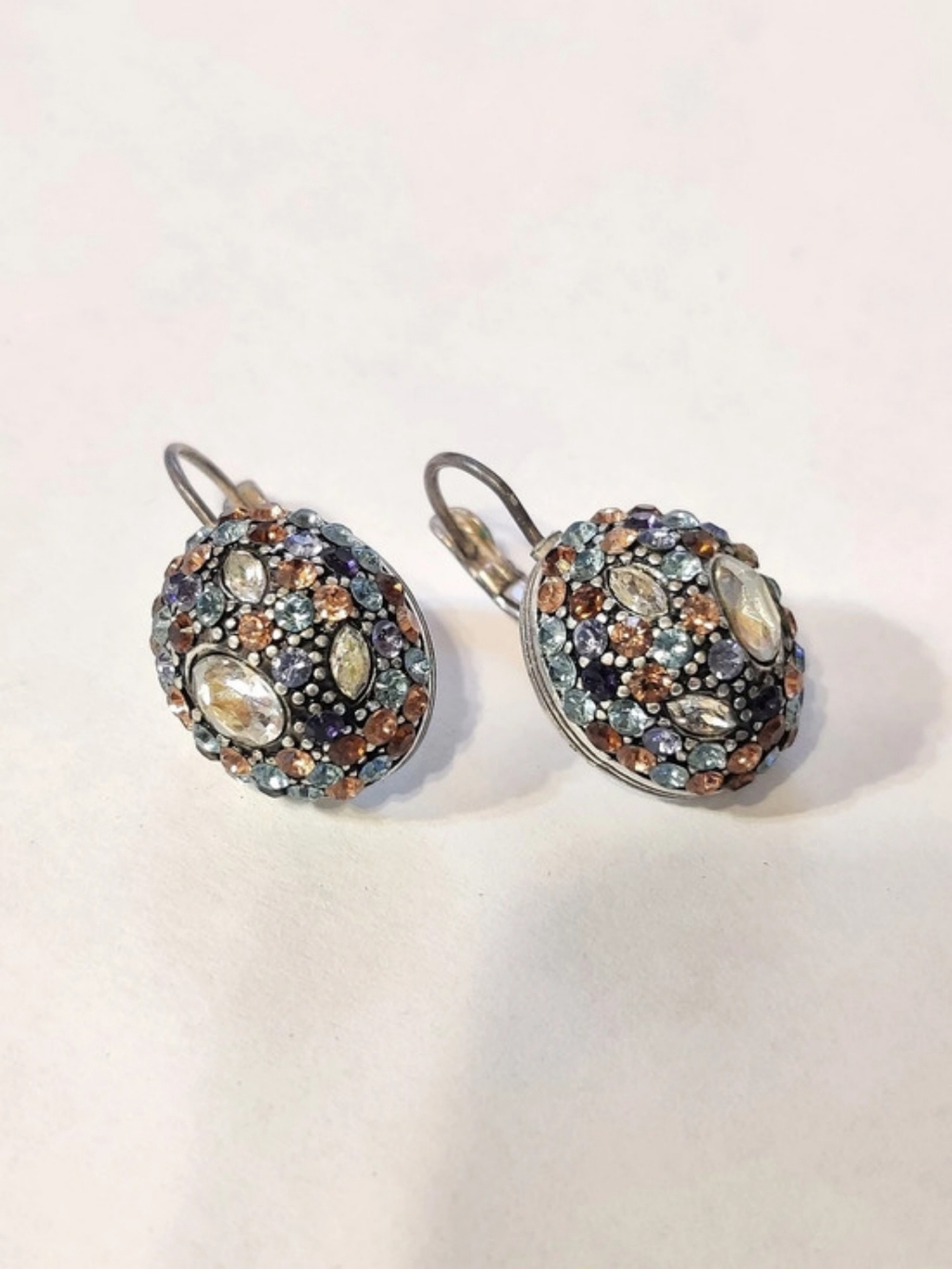 Brighton Pebble Pave Oval Hoop Earrings Multicolor